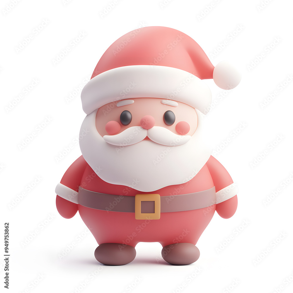 Sticker cartoon santa claus 3d icon isolated on white background