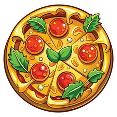 Fresh pizza with tomato cheese olive sausage onion Italian fast food