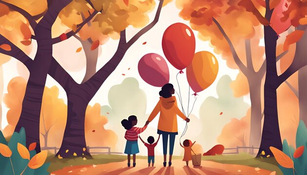 Celebrate National Adoption Day with our heartwarming illustration. It depicts diverse families bonding over fun activities, symbolizing the love and support found in adoptive relationships.