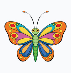 clipart Vector of a colorful butterfly on a white background