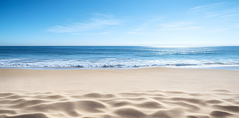 Obraz premium View of sand beach and blue sea summer background