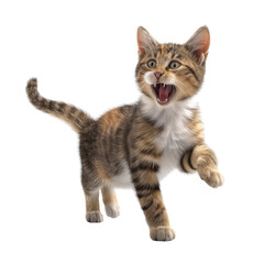 Naklejka premium Playful Kitten with Open Mouth