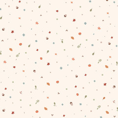 Pattern with leaves for autumn on ivory background
