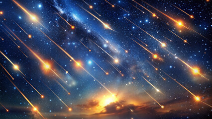 Naklejka premium Seamless starry sky with meteor shower texture, realistic patterns, natural colors, soft lighting, high resolution