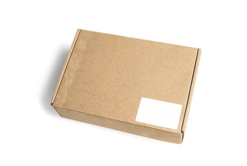 Brown parcel paper box. Cardboard box. Delivery packaging.