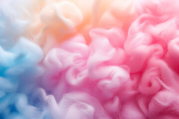 Fototapeta premium Colorful fluffy sweet cotton candy background in the soft pastel colors