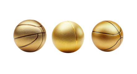 Golden basketball set on white background