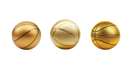 Golden basketball set on white background