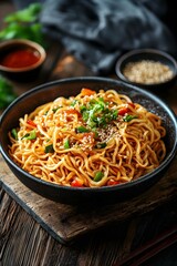 Chow Mein - Stir-fried noodles with vegetables, soy sauce, and your choice of meat or tofu, popular across China and abroad..