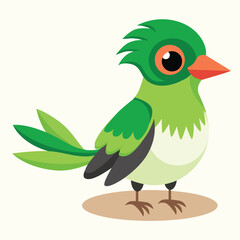 Green and black color bird illustration for animation which layers are saparated for animation creating