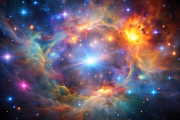 Obraz premium Supernova background, supernova nebula and stars, glowing mysterious universe