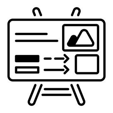 recommend clip art: An outline icon of presentation board 