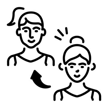 woman hairstyle transformation black line art clip art preview