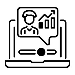 An icon of online presentation in line style 