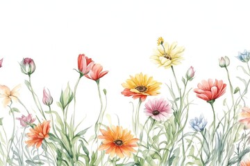 Fototapeta premium flores silvestres pintadas en acuarela