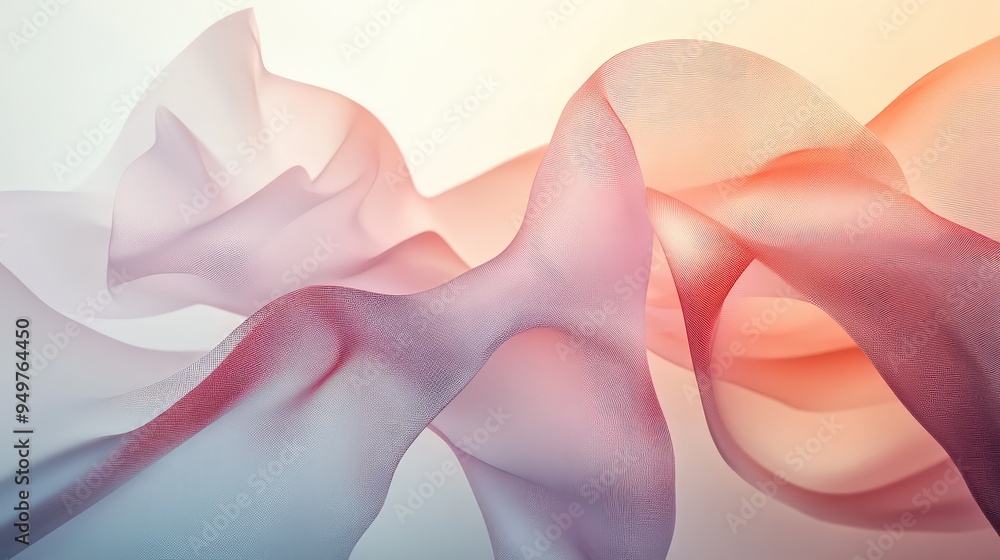 Poster delicate, ephemeral geometric shapes with soft gradients, creating a fleeting and graceful design ag