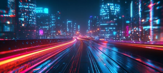 Fototapeta premium A futuristic city featuring cutting-edge smart systems and responsive digital interfaces. 