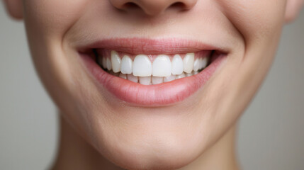Fototapeta premium Radiant Smile of a Beautiful Woman, an enchanting moment capturing the warmth and joy reflected in her captivating smile, exuding confidence and charm.