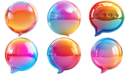 Multicolored bubble chat icons set isolated on transparent background