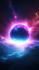 Obraz premium Celestial Fracture, an awe-inspiring animation depicting the heavens parting, stars cascading down in a stunning cosmic spectacle, rich colors and intricate details.