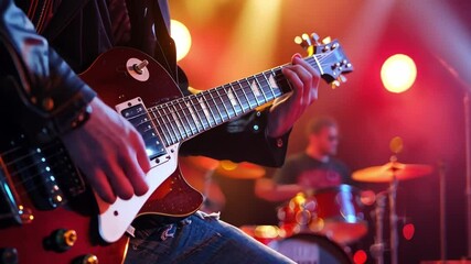 A musician performing live on stage with dramatic lighting.