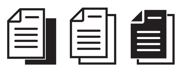 Document icon, vector. Two-tone version on black and white background