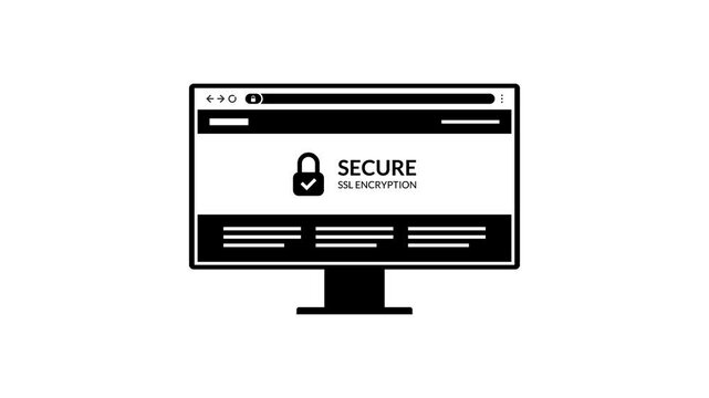 Modern display and screen with encryption ssl website animation.