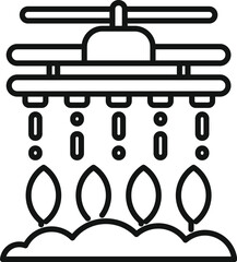 Simple icon of an automatic irrigation system watering plants in a smart farm
