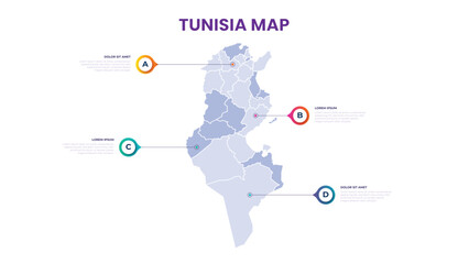 A map of the Tunisia. Tunisia infographic vector illustration with data and country information