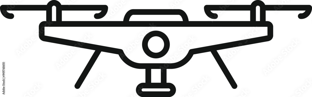 Poster this simple black and white line art icon of a drone quadcopter is perfect for any project needing a