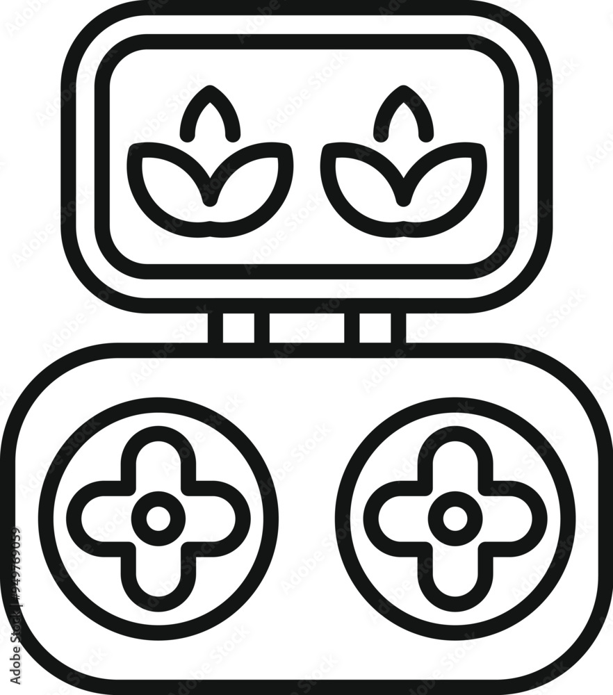 Poster simple icon of a drone control panel with a display showing growing plants, representing the agricul