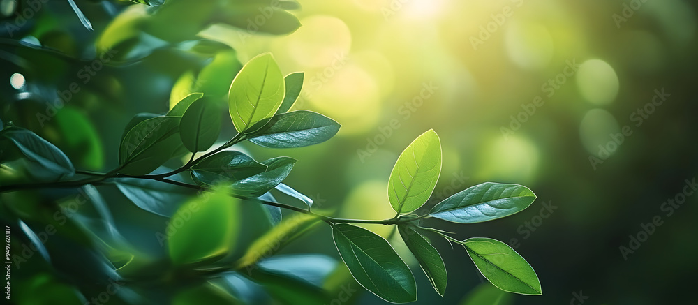 Aufkleber soft focus creates a beautiful green leaves background offering a selective view with ample copy spa