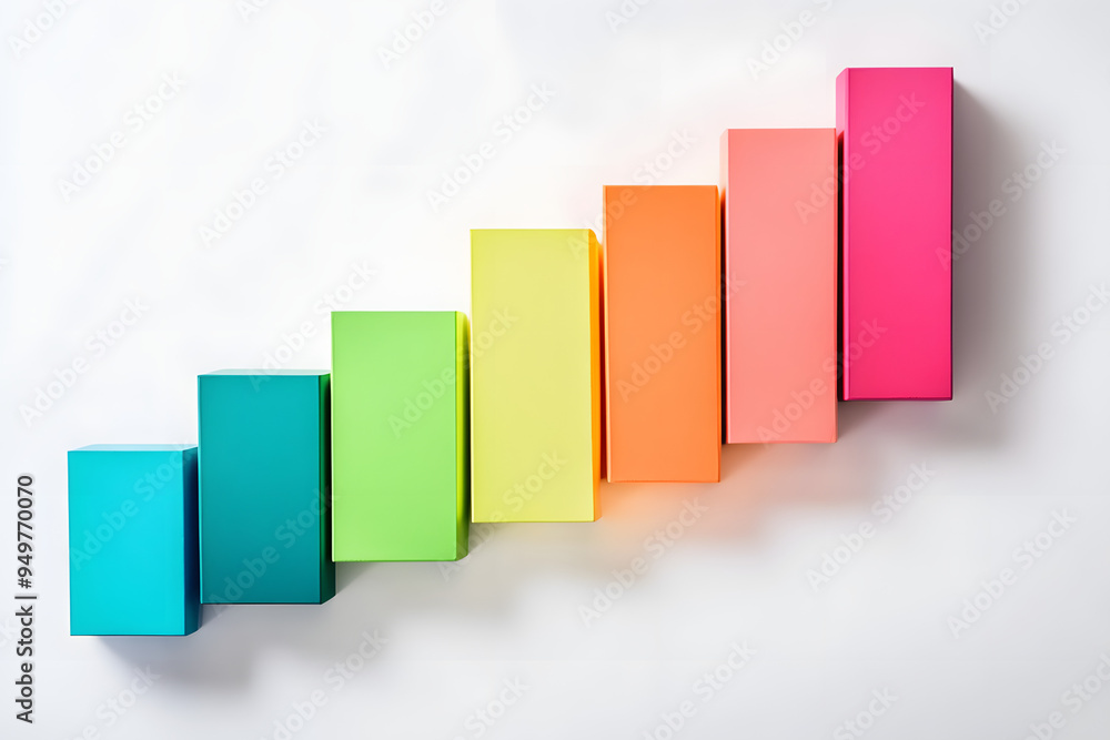 Poster top view of color analytical graph on white background