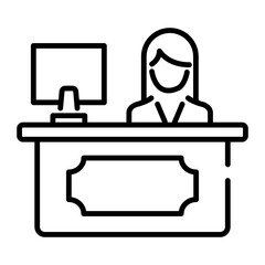 A line style icon of information desk 