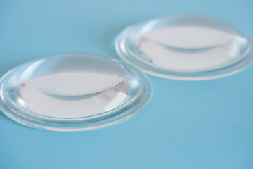 Glass Lenses on Blue Surface