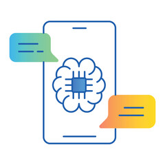 Dialogue System Icon Design. Represents Conversational AI, Natural Language Processing, Dialogue Management, Interactive System. Vector icon with editable Strokes and Colors.