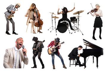 PNG musical people design element set, transparent background