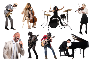 PNG musical people design element set, transparent background