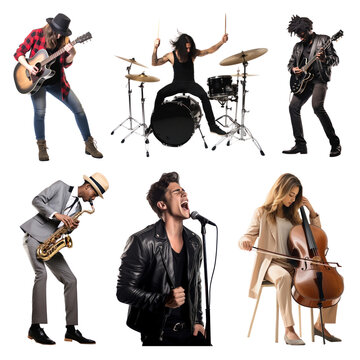 PNG musical people design element set, transparent background