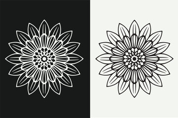 Black line art of a flower for kids coloring book in white background