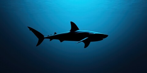 Fototapeta premium Silhouette of a Shark Swimming in the Ocean