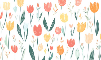 Obraz premium 2D illustrator doodle-style floral and leaf graphics on a white background or wallpaper