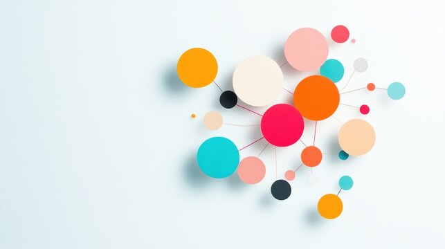 A colorful circular network diagram showcasing the different nodes in a computer network, with nodes representing devices and connections representing data flows.