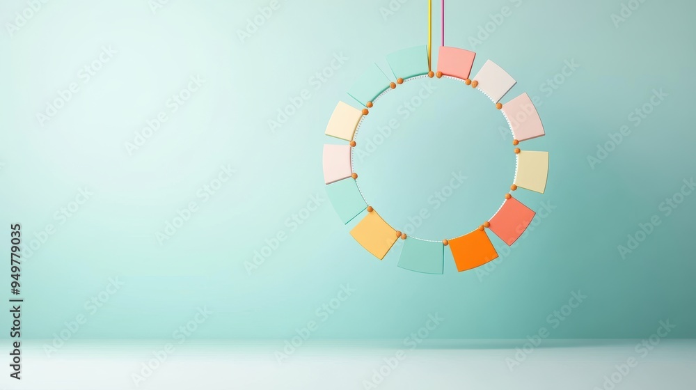 Poster a colorful circular infographic showcasing the different stages of a software development project, f
