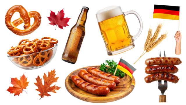 PNG Oktoberfest festival design element set, transparent background - Powered by Adobe