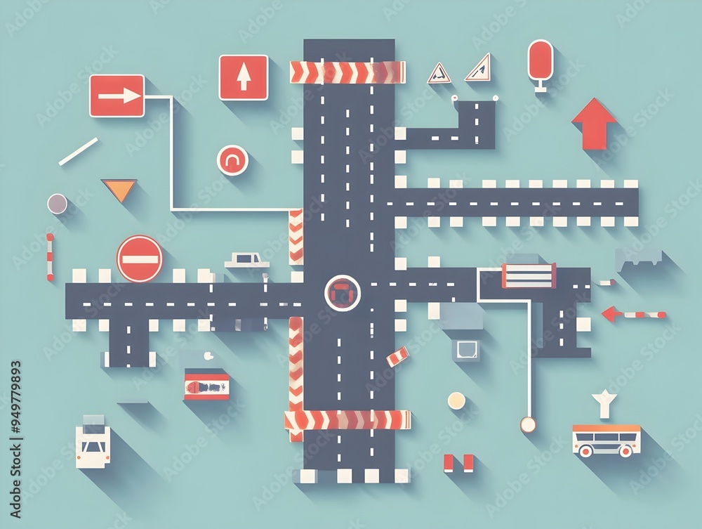 Poster streamlined traffic control flowchart with ample copy space for conceptual designs
