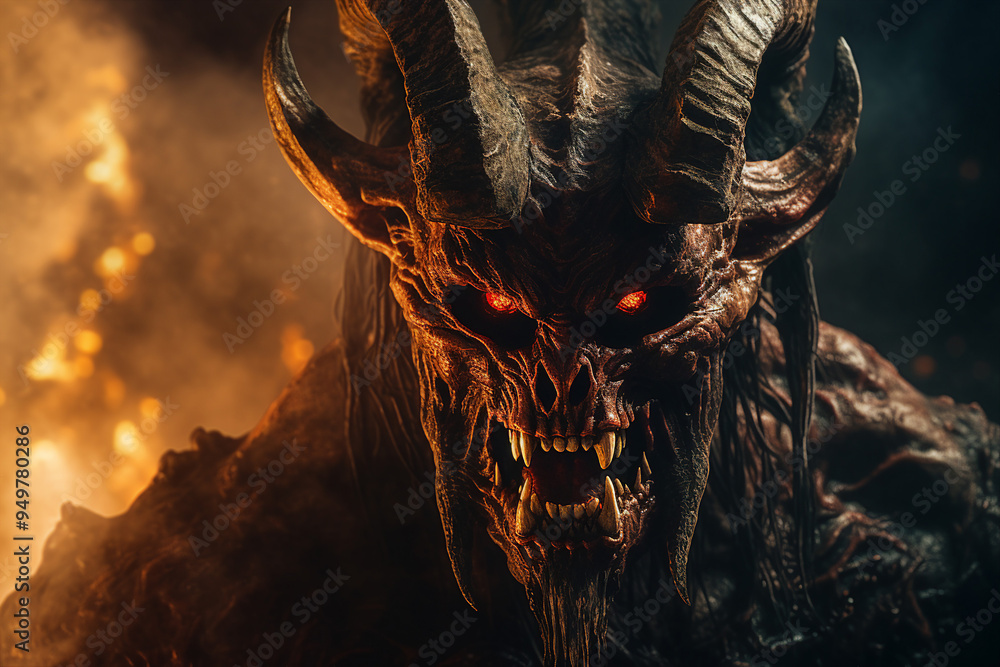 Poster a devil from hell created with generative ai illustration
