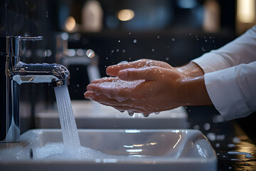 Staff washing hands in a stylish manner