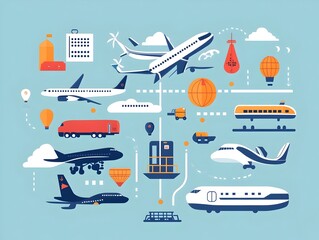 Comprehensive Travel Planning Diagram Showcasing Diverse Transportation Options