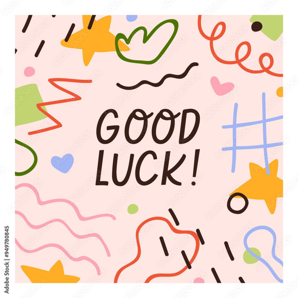 Poster cute doodle style card design with funny kids scribbles, modern abstract elements. creative framed s